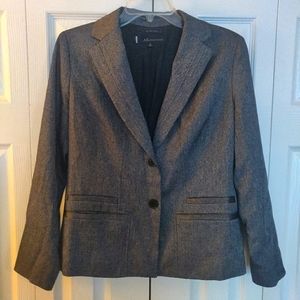 AK Anne Klein Stretch Suit Blazer Jacket, Size 8 EUC Gray Silver Shimmer